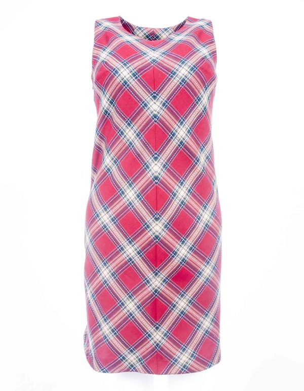 Front view of Diagonal Plaid Sleeveless Dress