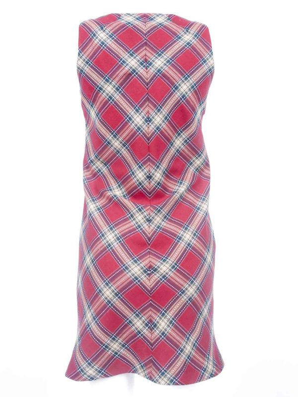 Back view of Diagonal Plaid Sleeveless Dress