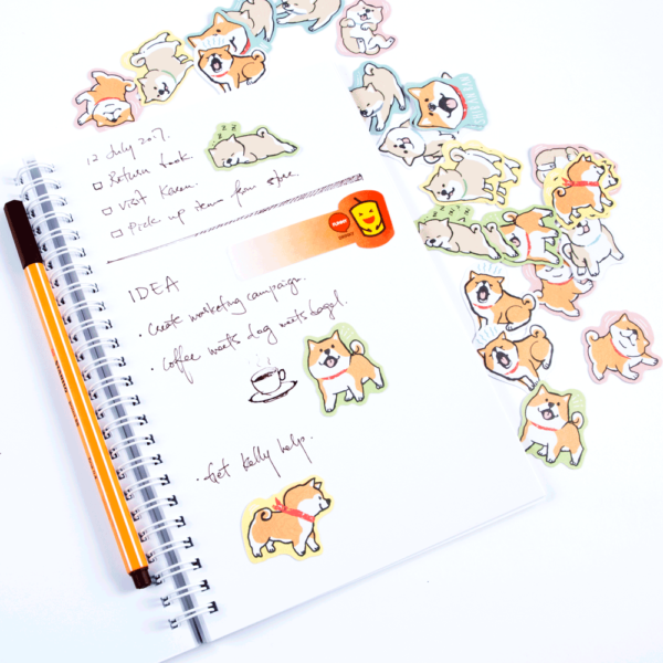 Shibanban - Orange, individual stickers on notebook