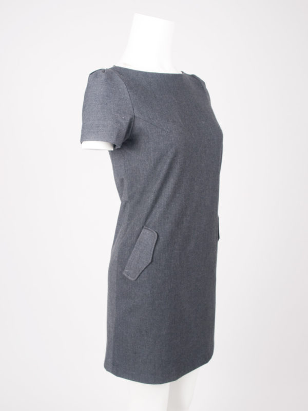 August pocket dress - Charcoal, front view perspective