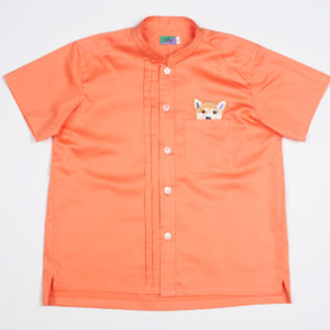 Woof Pup Short Sleeve shirt – Orange front view