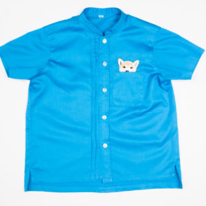 Woof Pup Short Sleeve shirt – Blue front view