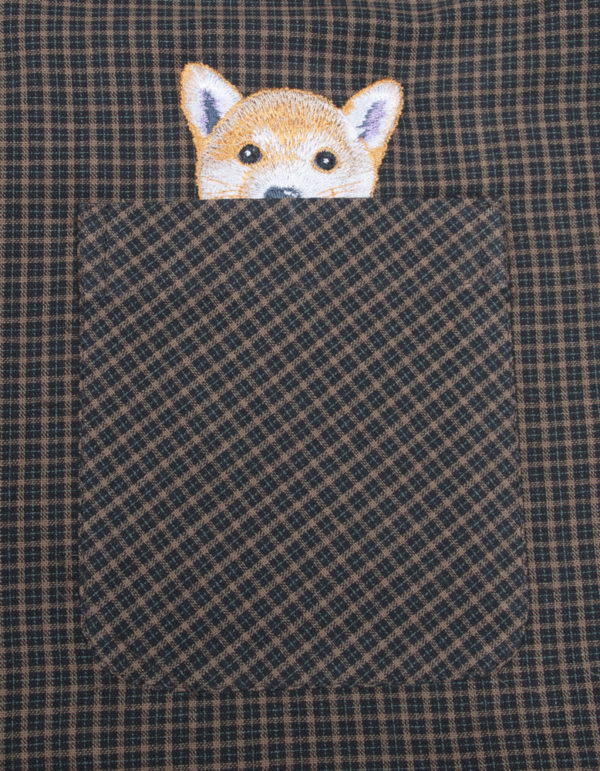 Woof Short Sleeve shirt - Dark Brown pocket detail