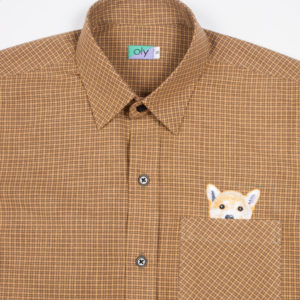 Woof Short Sleeve shirt - Straw half body view