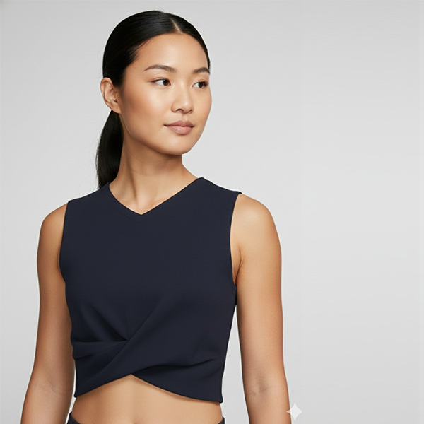 Asian women wearing the coreline twist top tile what's new slider tile