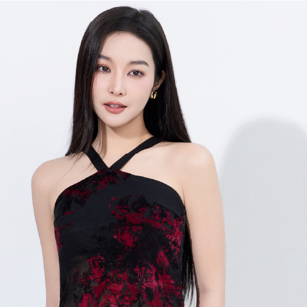 Asian model wearing lanea top slider tile